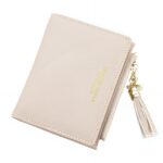 Portefeuille zippé compact en simili cuir avec pompon - Élégance quotidienne aux multiples rangements - Rose saumoné