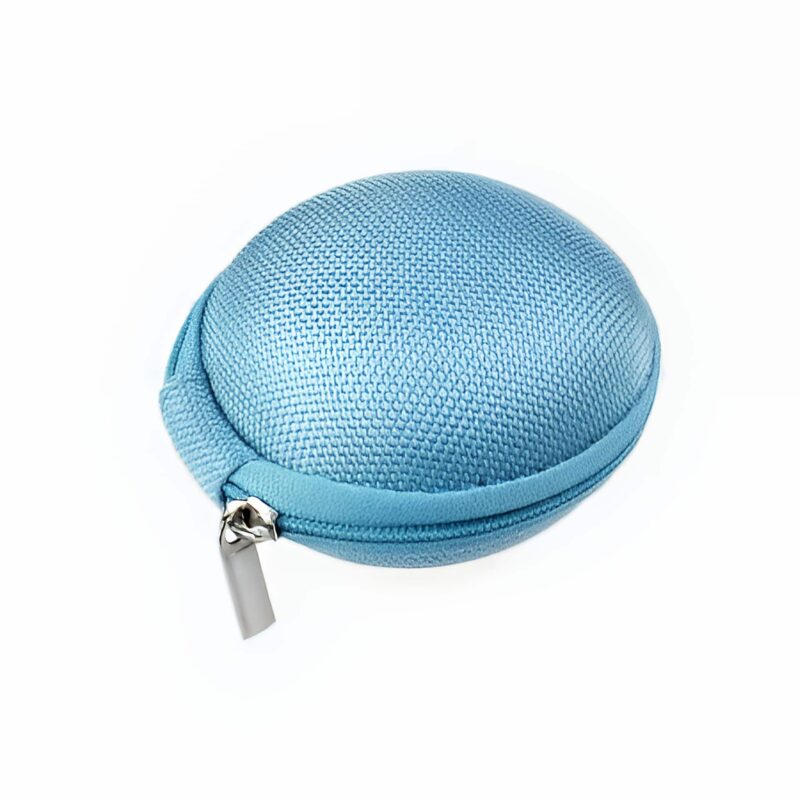 Bourse ronde zippée en cuir souple - Écrin à monnaie discret aux coloris raffinés - Bleu