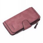 Portefeuille long zippé en simili cuir - Élégance quotidienne aux multiples rangements - Rouge vin