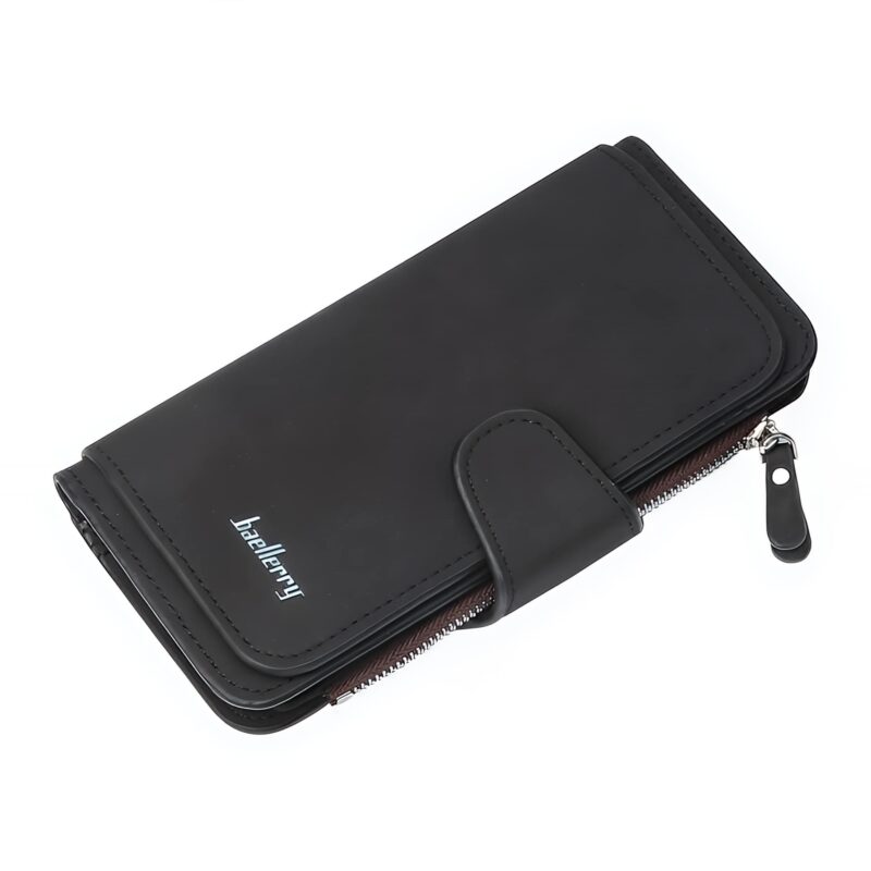 Portefeuille long zippé en simili cuir - Élégance quotidienne aux multiples rangements - Noir