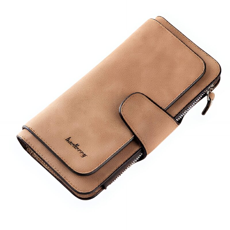 Portefeuille long zippé en simili cuir - Élégance quotidienne aux multiples rangements - Marron