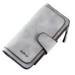 Portefeuille long zippé en simili cuir - Élégance quotidienne aux multiples rangements - Gris