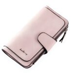 Portefeuille long zippé en simili cuir - Élégance quotidienne aux multiples rangements - Rose clair