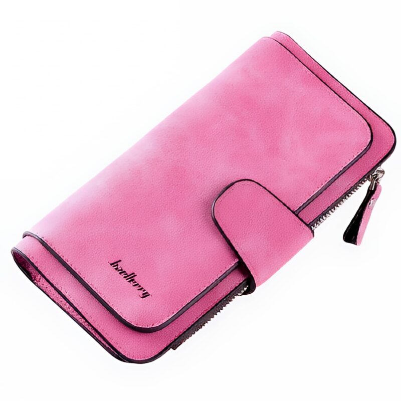 Portefeuille long zippé en simili cuir - Élégance quotidienne aux multiples rangements - Rose