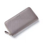 Portefeuille long élégance quotidienne - 12 emplacements cartes et poche zippée - Gris