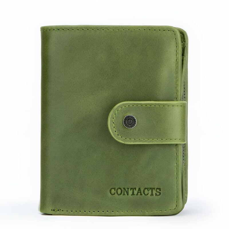 Portefeuille premium en cuir véritable avec protection RFID - L'élégance structurée - Vert