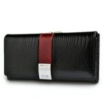 Portefeuille luxe cuir véritable effet crocodile - Organisateur complet avec 8 emplacements cartes - Noir