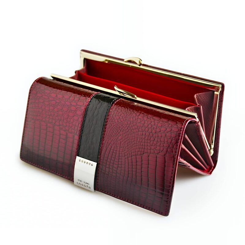 Portefeuille luxe cuir véritable effet crocodile - Organisateur complet avec 8 emplacements cartes