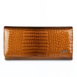 Portefeuille luxueux en cuir véritable façon crocodile - Organisateur multifonction élégant - Marron