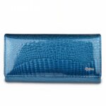 Portefeuille luxueux en cuir véritable façon crocodile - Organisateur multifonction élégant - Bleu