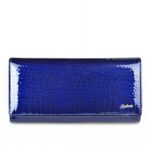 Portefeuille luxueux en cuir véritable façon crocodile - Organisateur multifonction élégant - Bleu Royal
