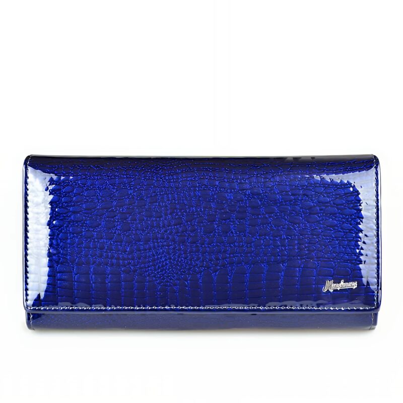 Portefeuille luxueux en cuir véritable façon crocodile - Organisateur multifonction élégant - Bleu Royal