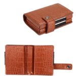 Porte-cartes sécurisé en aluminium - Écrin double RFID avec expulsion automatique - Marron croco