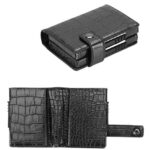 Porte-cartes sécurisé en aluminium - Écrin double RFID avec expulsion automatique - Noir croco
