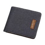 Portefeuille en toile effet jeans - Élégance vintage pour étudiante avec multiples rangements - Noir