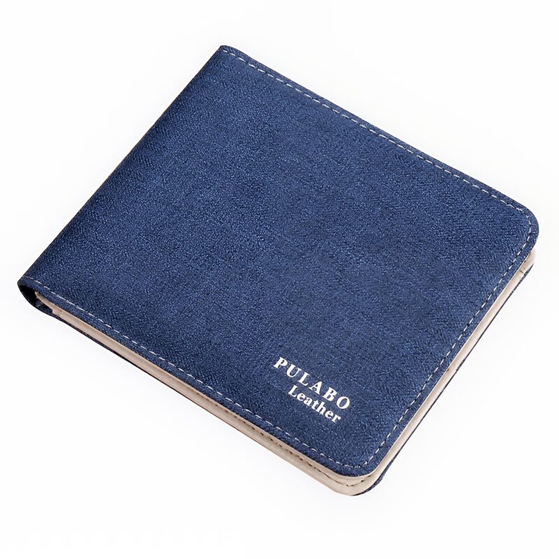 Portefeuille bivolet en toile fine - Élégance discrète et rangements multiples - Bleu