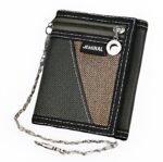 Portefeuille homme en tissu urbain avec chaîne - Rangements multiples et design stylé - Vert