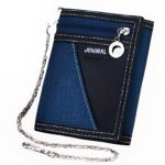 Portefeuille homme en tissu urbain avec chaîne - Rangements multiples et design stylé - Bleu