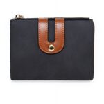 Portefeuille féminin compact en simili cuir - 8 compartiments et fermoir élégant - Noir