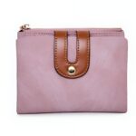 Portefeuille féminin compact en simili cuir - 8 compartiments et fermoir élégant - Rose