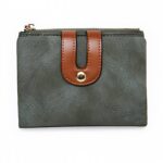 Portefeuille féminin compact en simili cuir - 8 compartiments et fermoir élégant - Vert