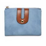 Portefeuille féminin compact en simili cuir - 8 compartiments et fermoir élégant - Bleu