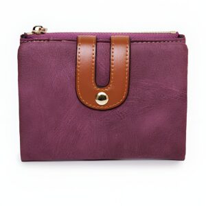 Portefeuille féminin compact en simili cuir - 8 compartiments et fermoir élégant