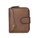 Portefeuille rétro compact en simili cuir - Élégance discrète et compartiments secrets - Marron foncé