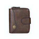 Portefeuille rétro compact en simili cuir - Élégance discrète et compartiments secrets - café