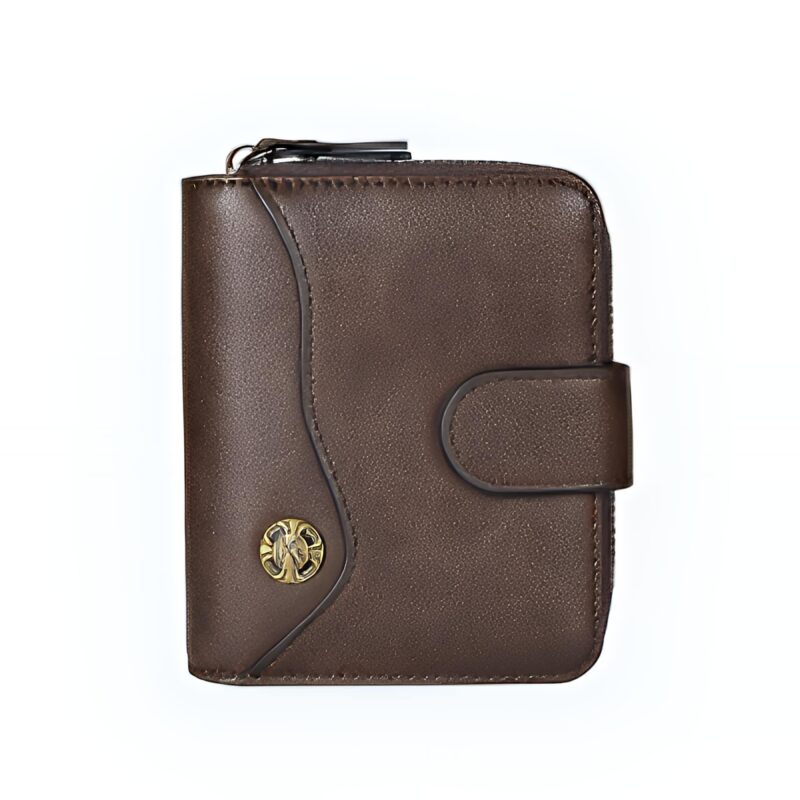 Portefeuille rétro compact en simili cuir - Élégance discrète et compartiments secrets - café