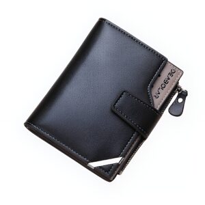 Portefeuille femme compact triptyque - Élégance sportive en simili cuir patiné