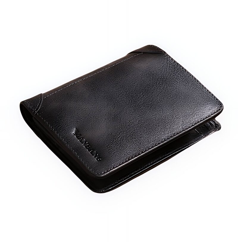 Portefeuille homme cuir vintage à trois volets - Élégance patinée pour l'essentiel - Noir