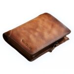 Portefeuille homme cuir vintage à trois volets - Élégance patinée pour l'essentiel - Marron