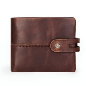 Portefeuille en cuir de vache véritable - Protection RFID et élégance rétro pour homme
