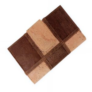 Portefeuille femme en liège à carreaux - Élégance écologique et compartiments pratiques