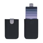 Porte-cartes élégant à tirette colorée protection RFID - Compact avec fermeture magnétique - Noir violet