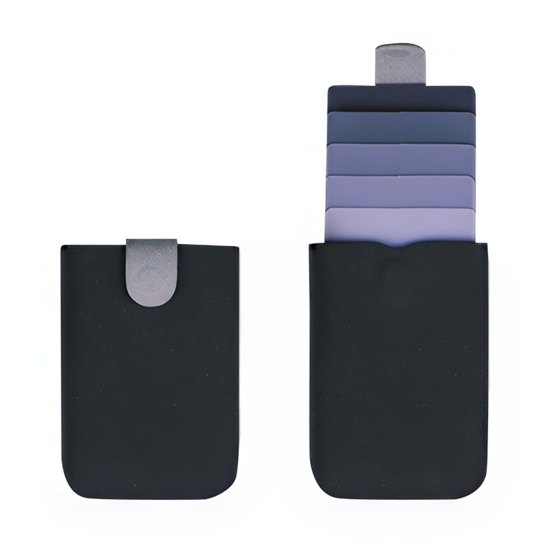 Porte-cartes élégant à tirette colorée protection RFID - Compact avec fermeture magnétique - Noir violet
