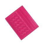Porte-cartes tressé en similicuir - Rose