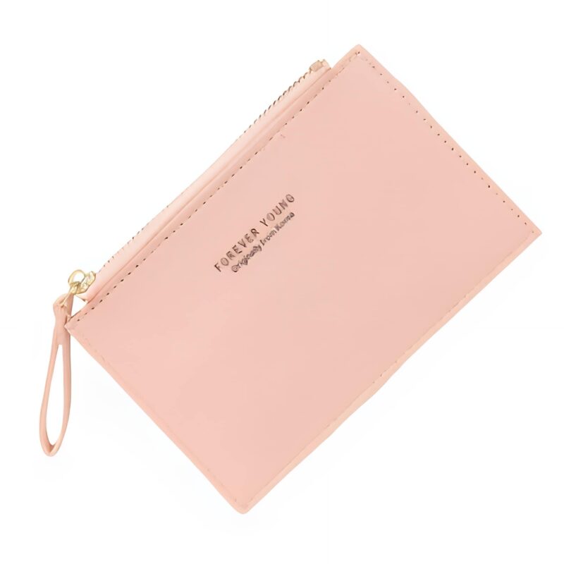Portefeuille femme en simili cuir - Élégance compacte pour cartes et billets - Rose clair