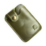 Porte-cartes minimaliste en cuir véritable - Finesse et sécurité à bouton pression - Vert foncé