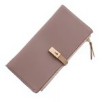 Portefeuille élégance longiligne - Écrin féminin multifonction en simili cuir pailleté - Rose foncé