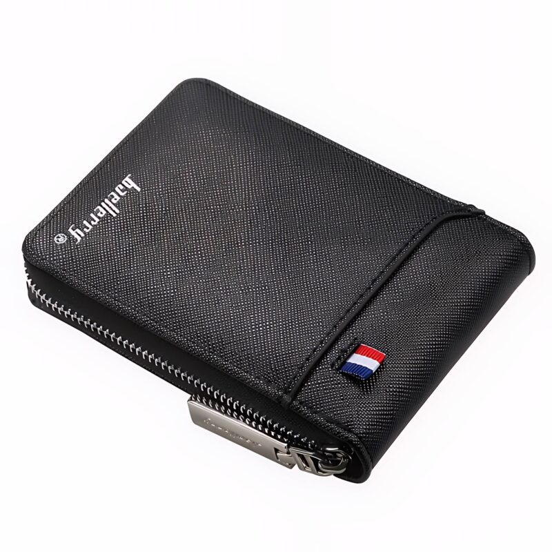 Porte-cartes accordéon en simili cuir - Écrin zippé 9 compartiments avec rangement billets - Noir