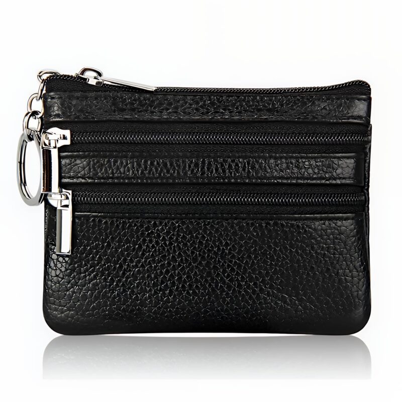 Porte-monnaie compact avec porte-clés intégré - Noir
