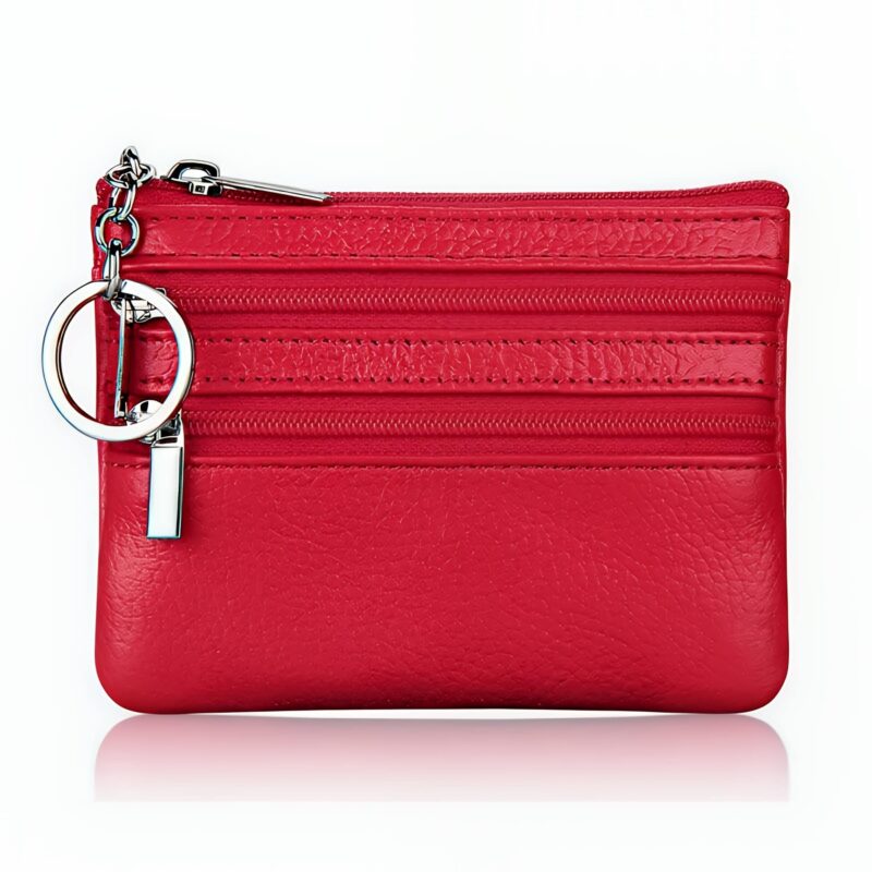Porte-monnaie compact avec porte-clés intégré - Rouge