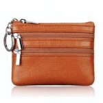 Porte-monnaie compact avec porte-clés intégré - Marron