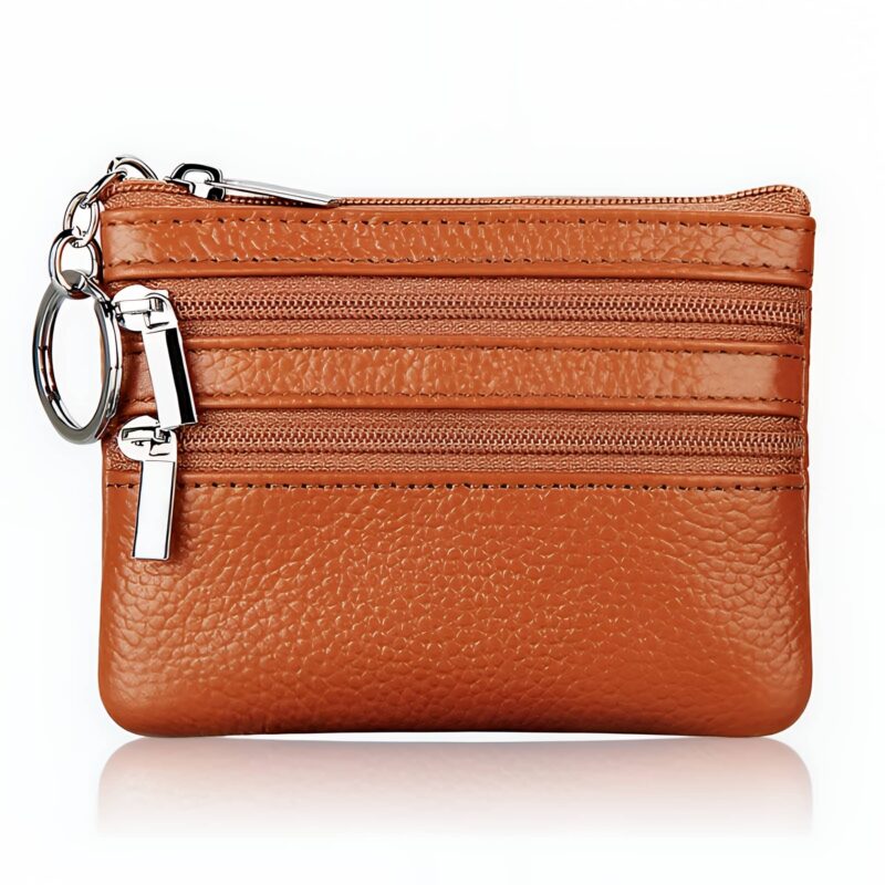 Porte-monnaie compact avec porte-clés intégré - Marron