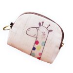 Porte-monnaie compact motif dessin - Zip métal et anneau porte-clés intégré - Blanc