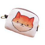 Porte-monnaie compact motif dessin - Zip métal et anneau porte-clés intégré