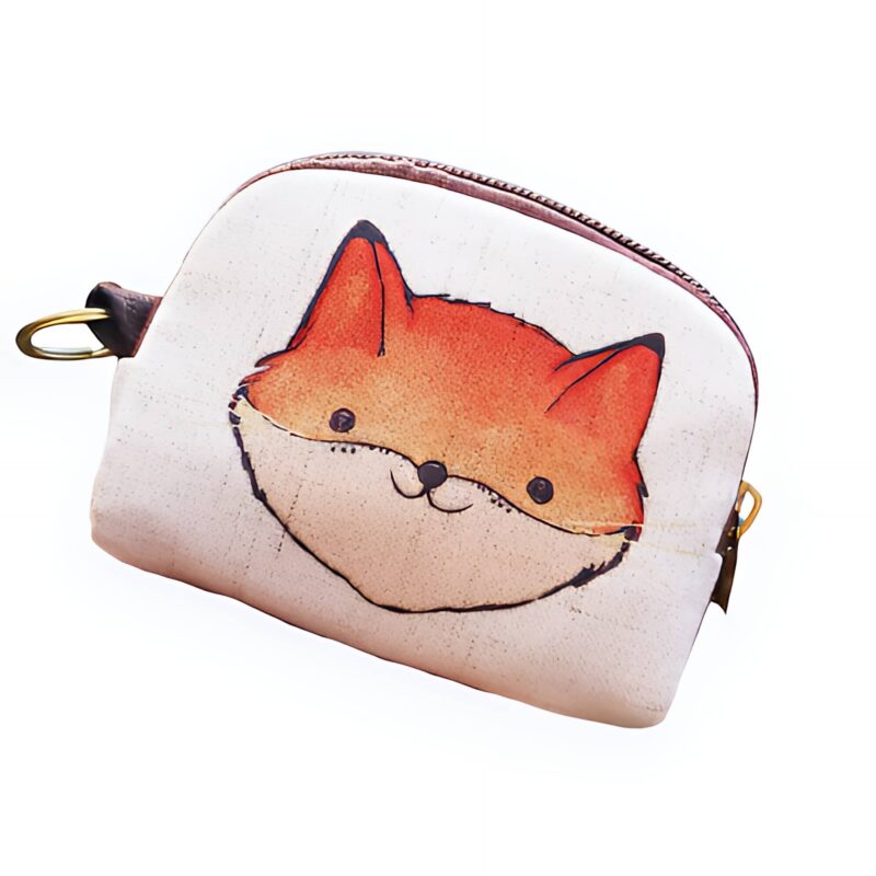 Porte-monnaie compact motif dessin - Zip métal et anneau porte-clés intégré