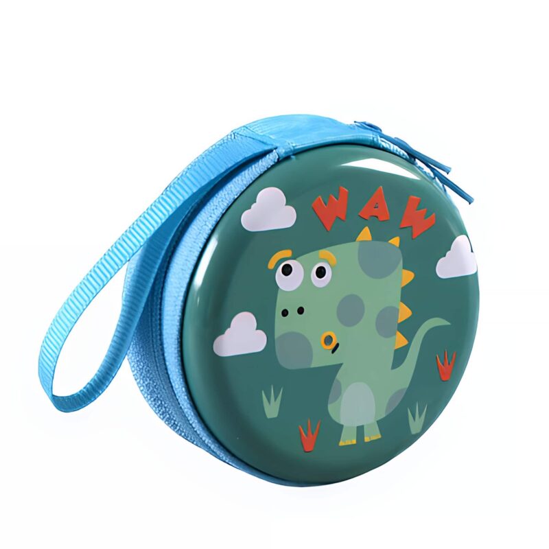 Porte-monnaie enfant dinosaure - Écrin ludique pour premiers trésors - Bleu